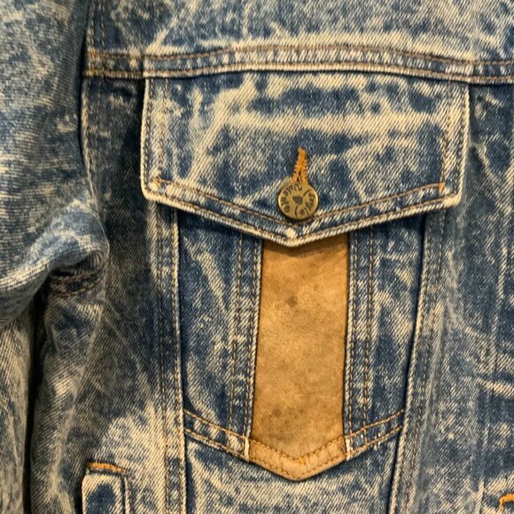 Sergio Valente Acid-Wash Denim Jacket Genuine Leather Trim Argentina Size Small - Picture 6 of 6